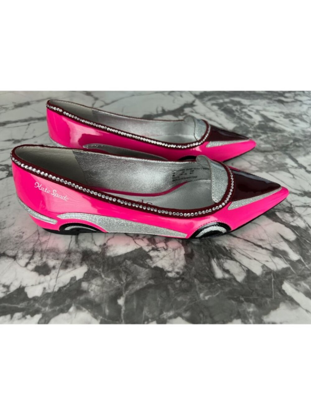 Kate Spade En Route Car Crystal Flats Pointy Shoes ( 6 ) - Picture 6 of 8